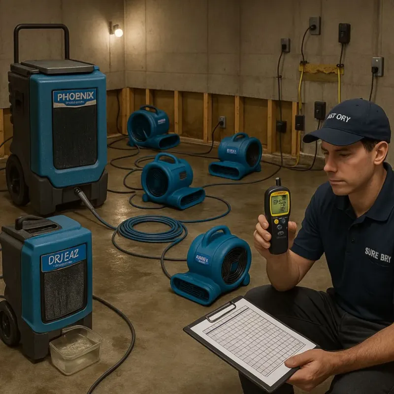 Structural Drying and Dehumidification process in North Edwards, CA